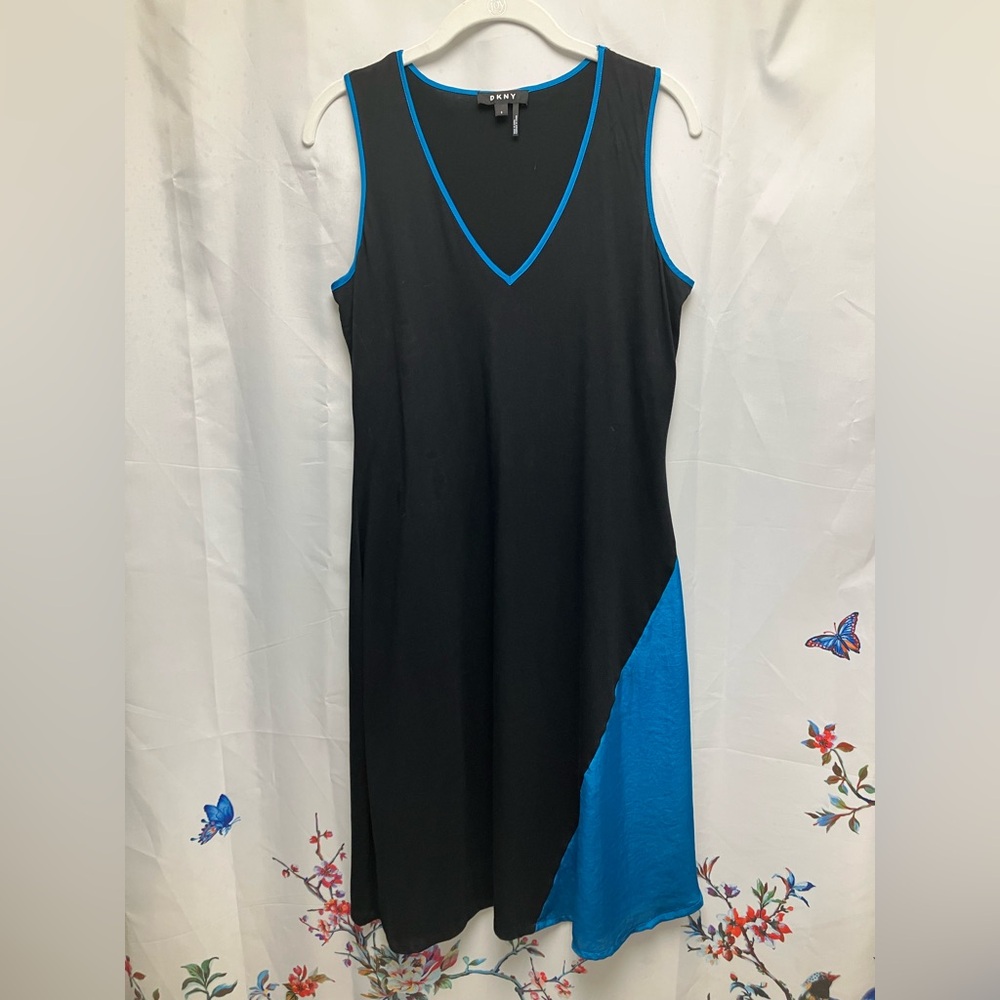 DKNY Black and Blue Sheath Dress